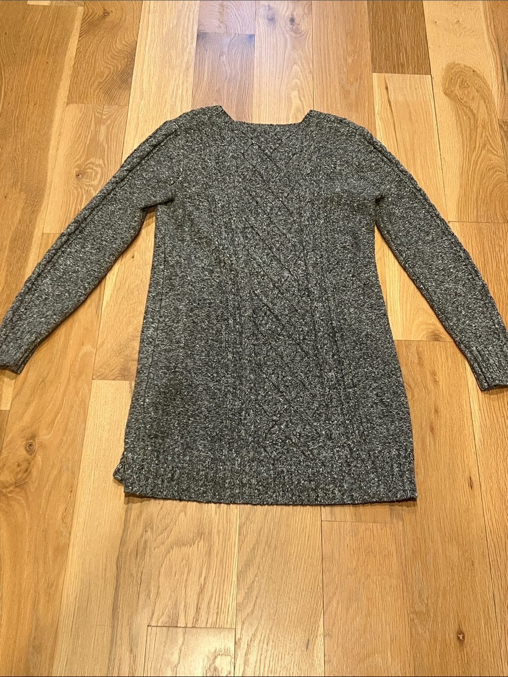 Abercrombie and Fitch - Women's Gray Cable-Front Crewneck Sweater Dress - Picture 4 of 4